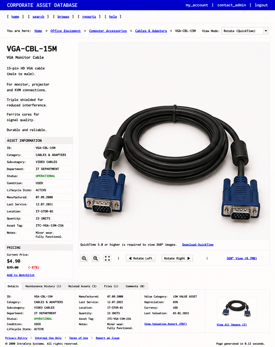 ITEM #192, VGA-CBL-15M