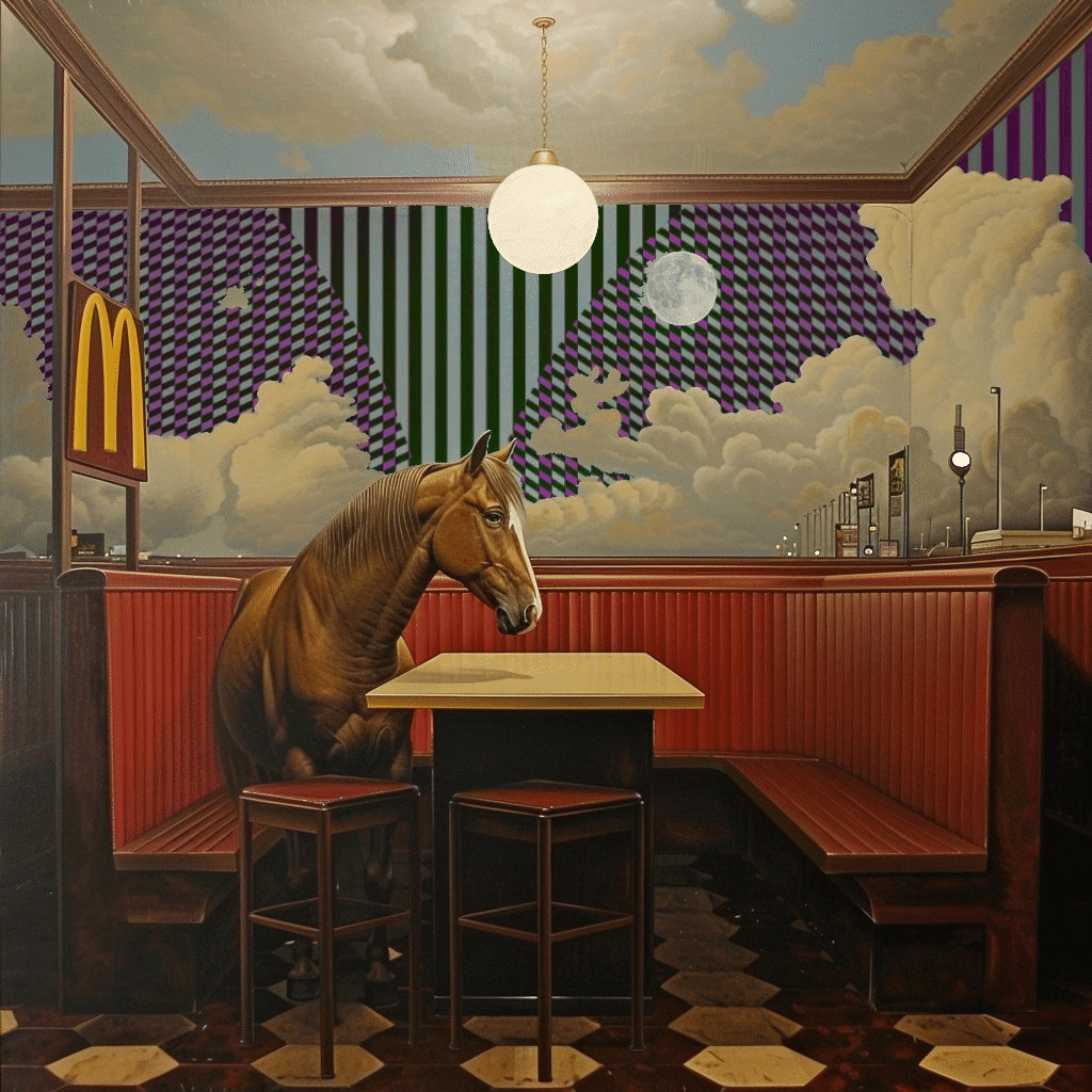 Small town lunch with a long faced friend