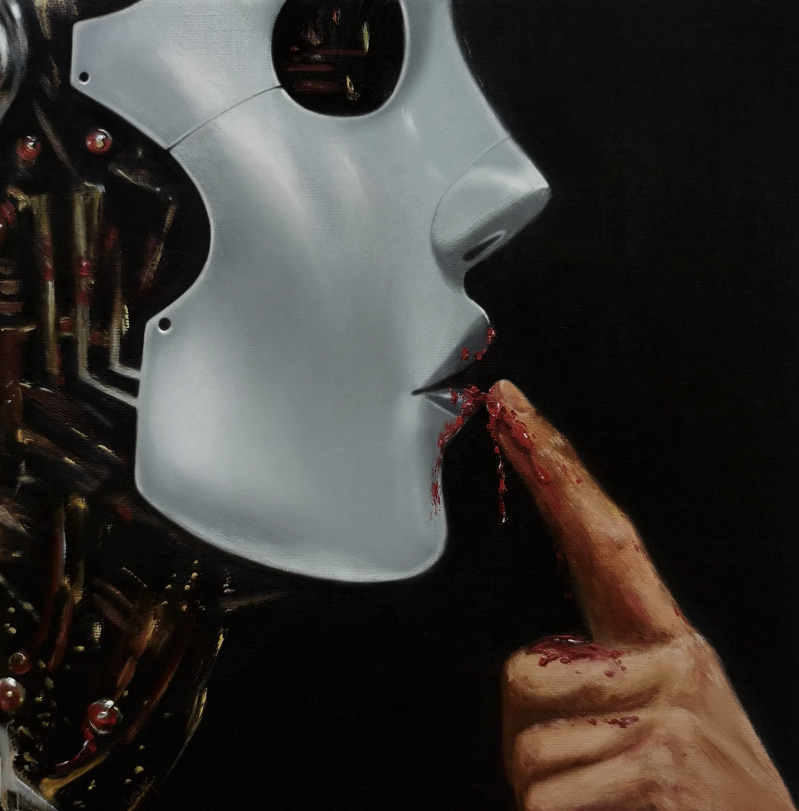 Mouth and blood - touched by the human 