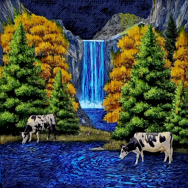 Blue Water and Autumn Trees