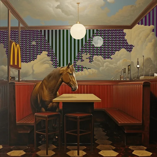 Small town lunch with a long faced friend