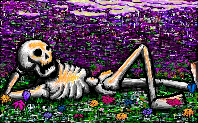 in a bed of flowers